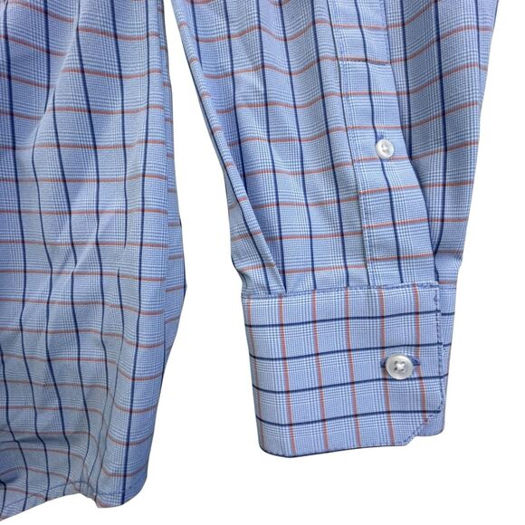 Mizzen + Main Performance Shirt Mens M Blue Plaid Trim Fit Stretch - Picture 6 of 10